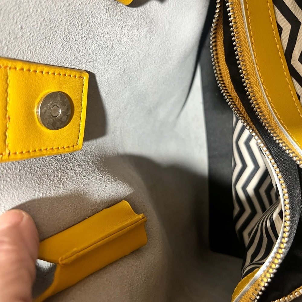 Co-Lab Mustard Yellow Leather Tote Crossbody Bag | Removable Strap & Pouch - Picture 4 of 6